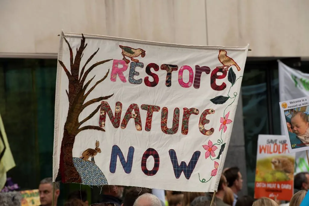 Restore Nature Now sign.